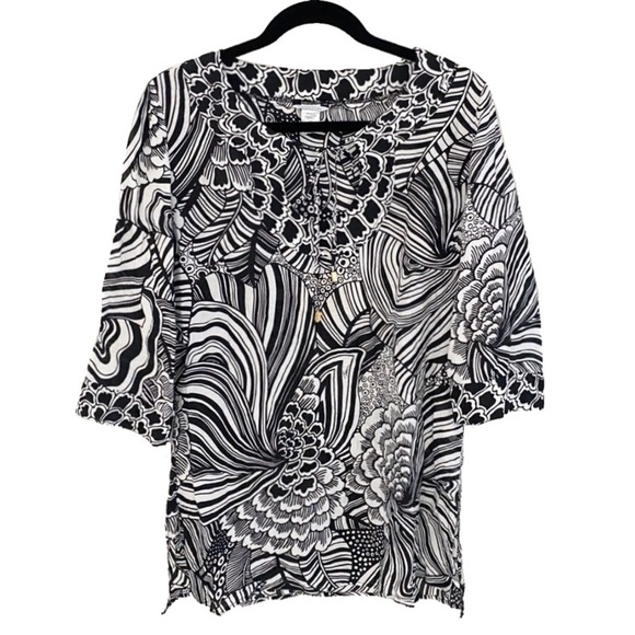 Trina Turk ✦ Silk Blend Beach Cover Tunic ✦ BW - Picture 11 of 11